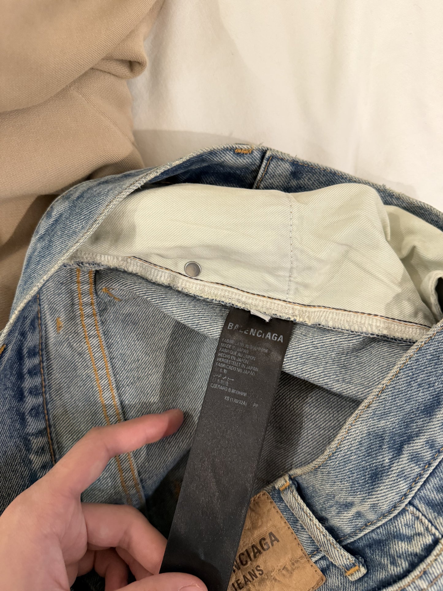 Balenciaga Scribble Rhinestone Distressed Japanese Denim