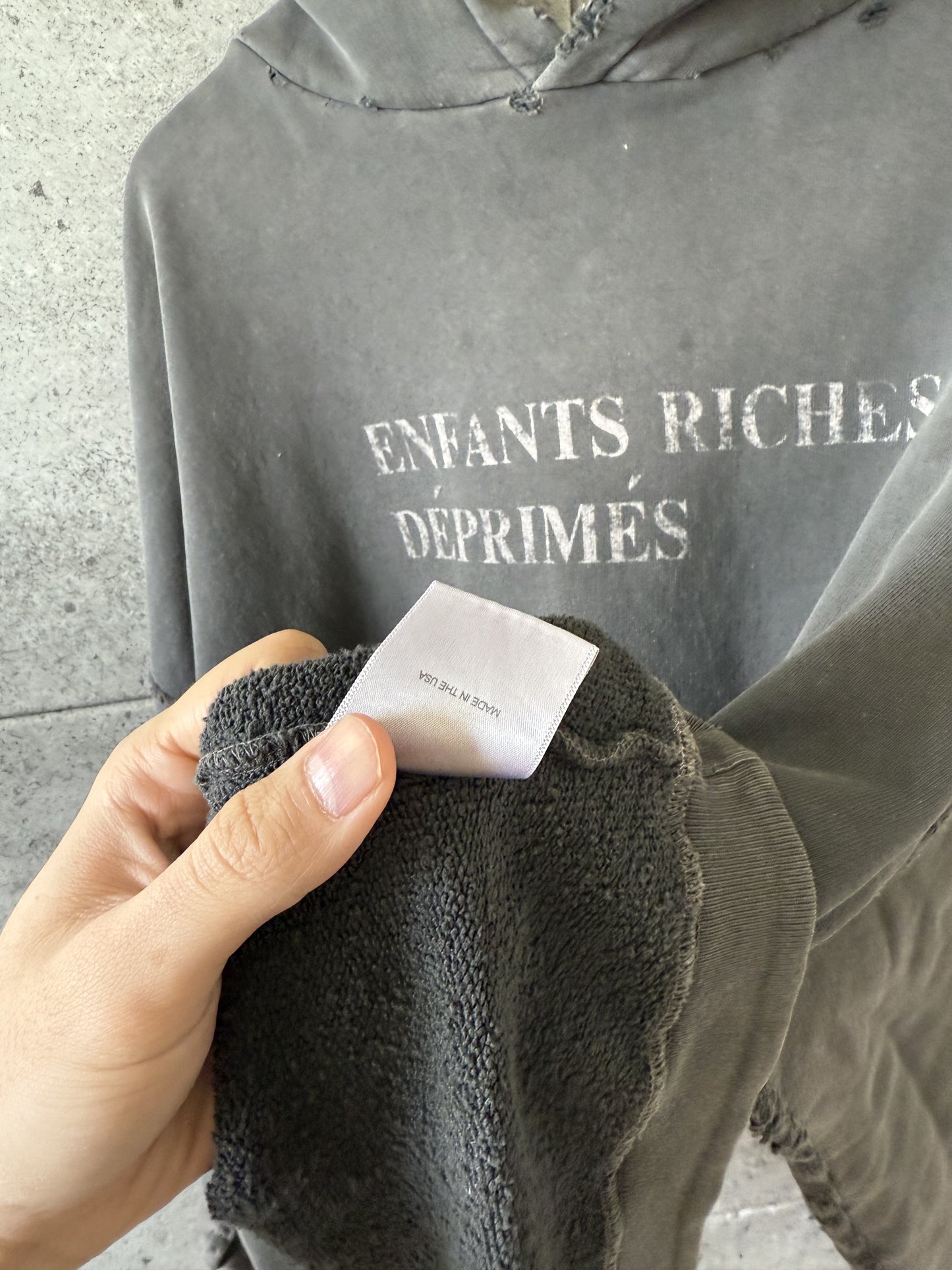 Enfants Riches Deprimes thrashed logo hoodie