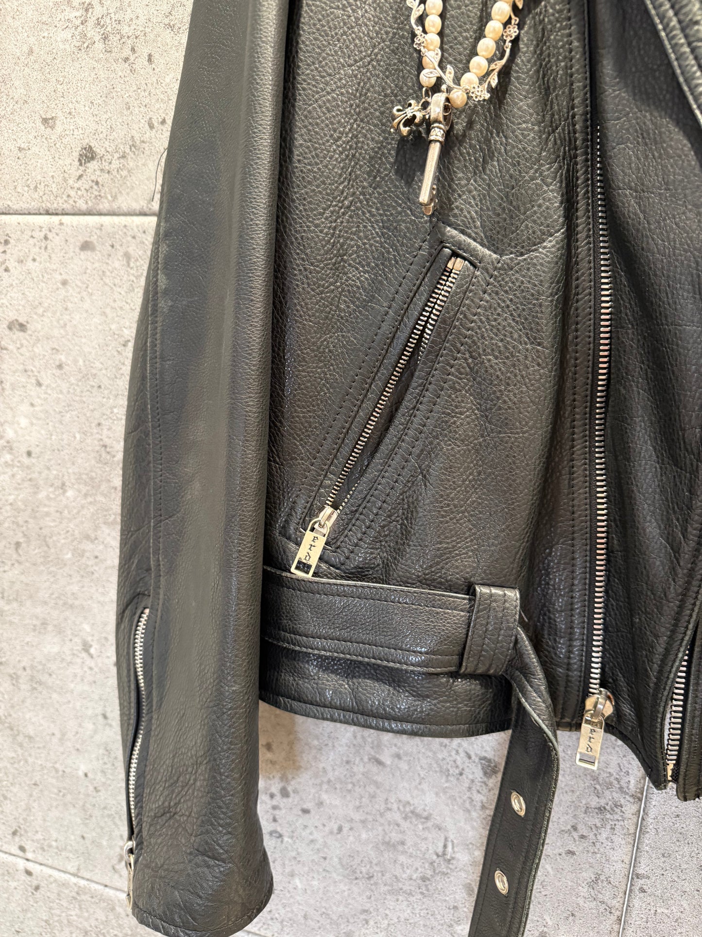 Enfants riches deprimes OG Chessboard thrashed leather jacket