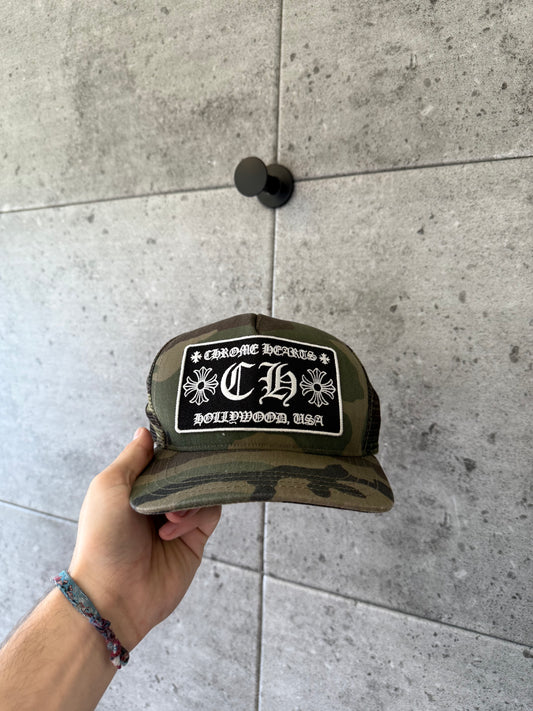 Chrome hearts camo trucker hat