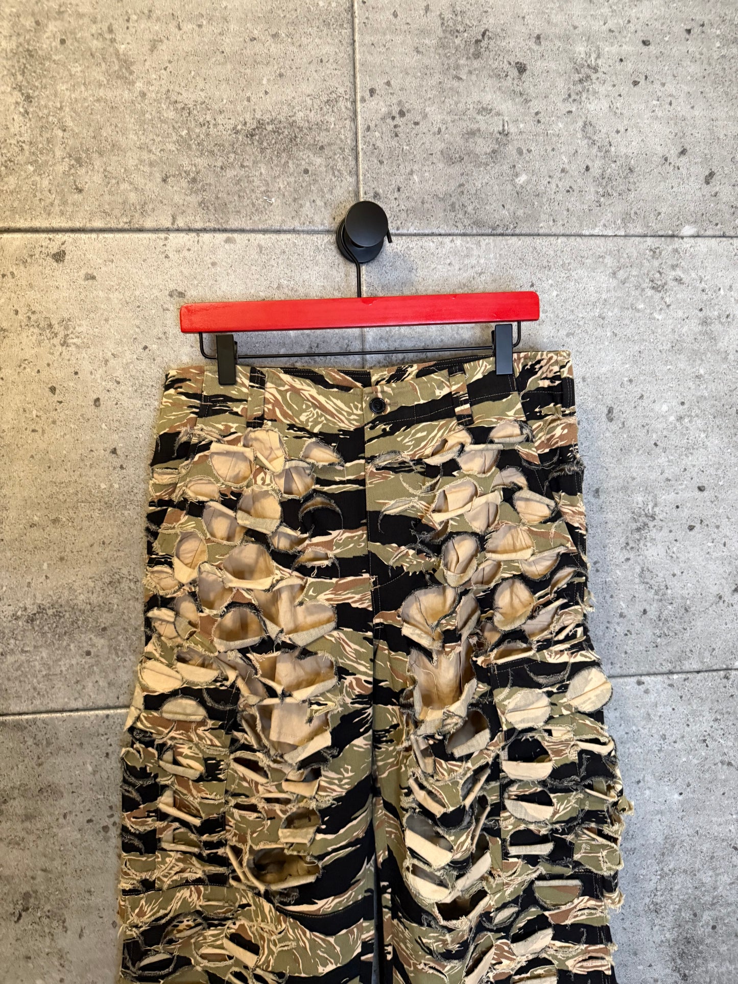 Vetements laser cut camo pants