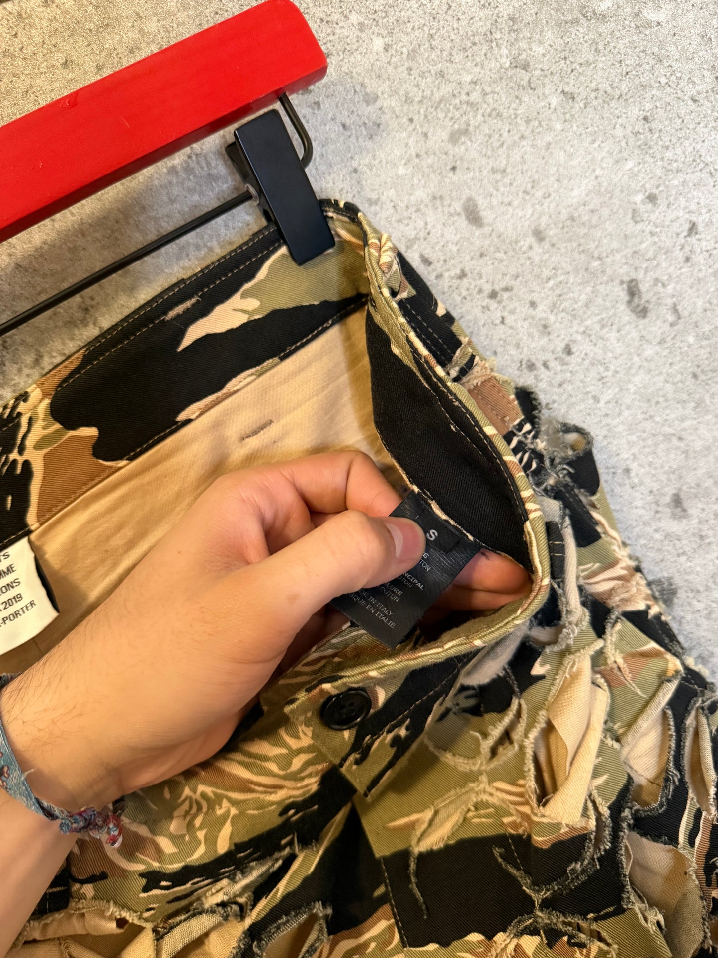 Vetements laser cut camo pants