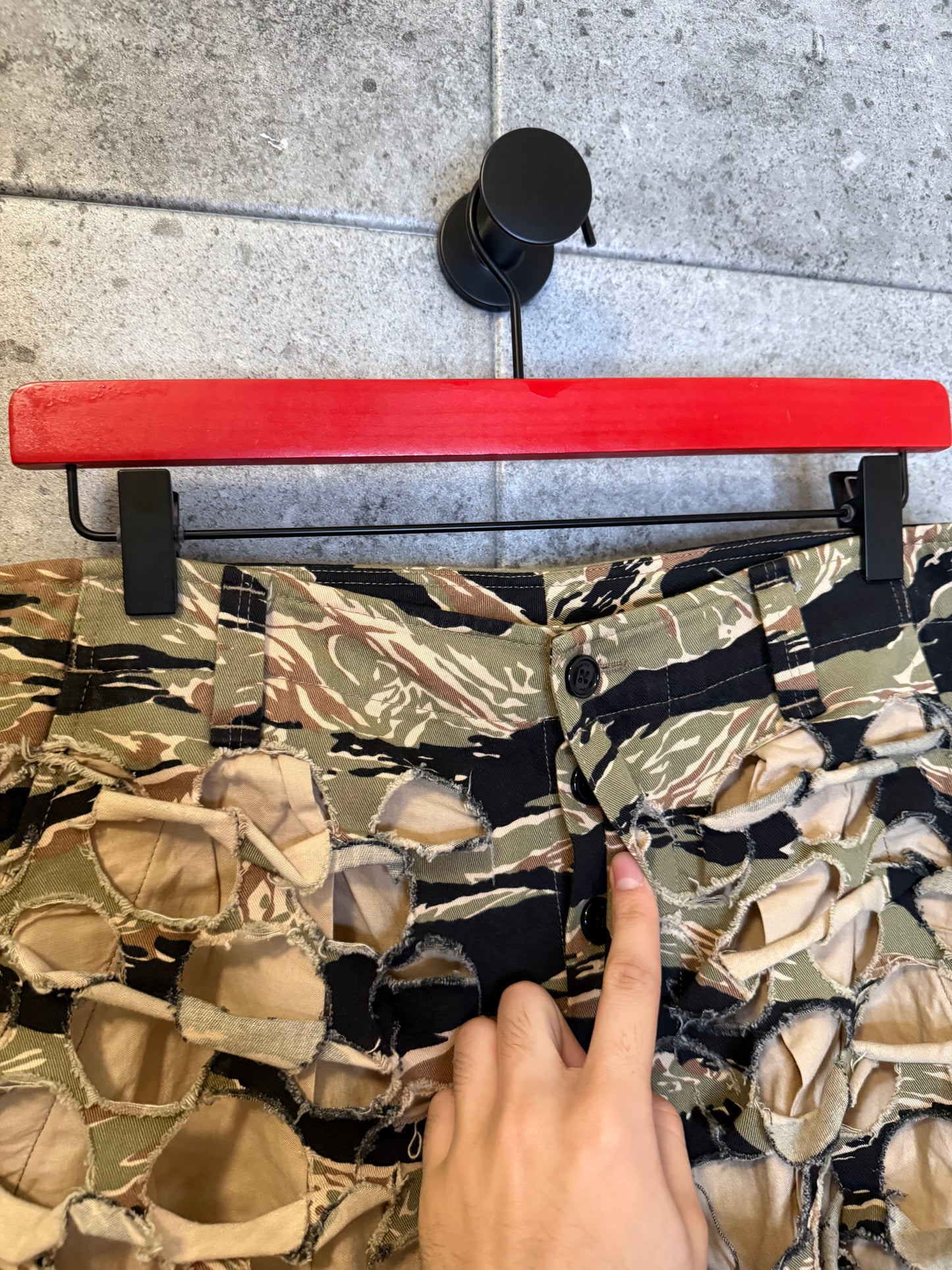 Vetements laser cut camo pants