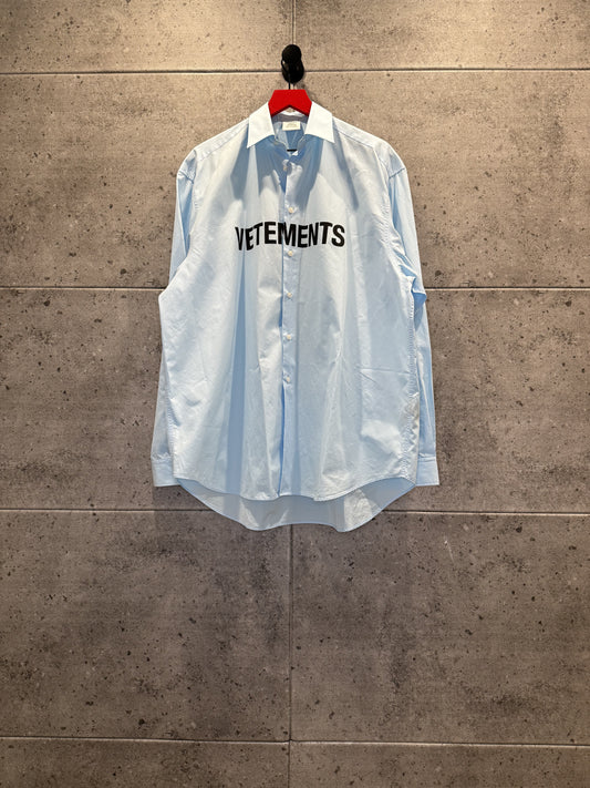 Vetements Oversized Logo Button Up Shirt