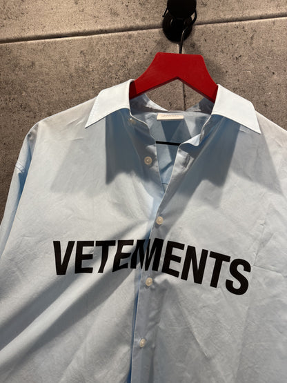 Vetements Oversized Logo Button Up Shirt