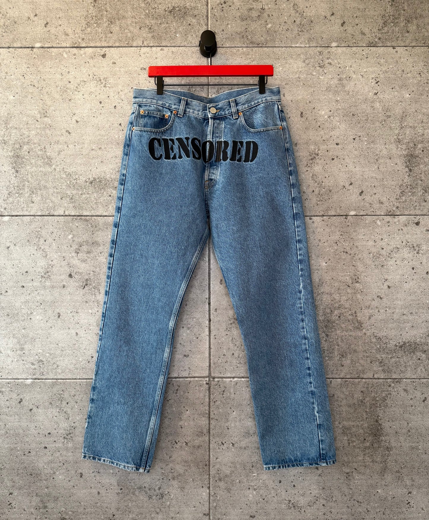 Vetements censored logo denim