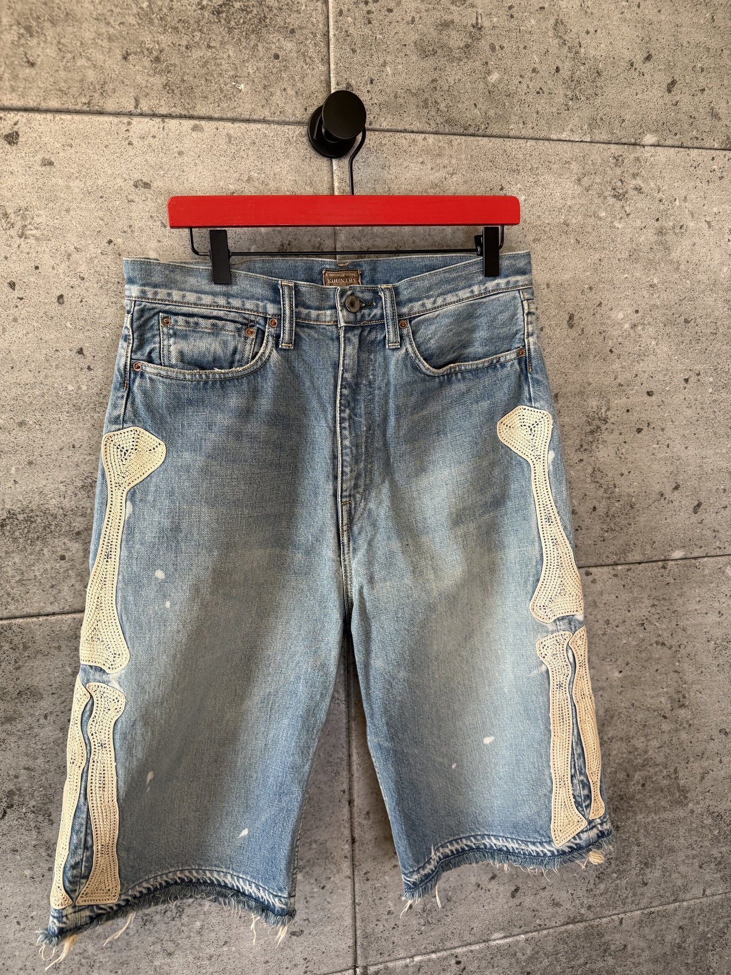 Kapital bone denim shorts