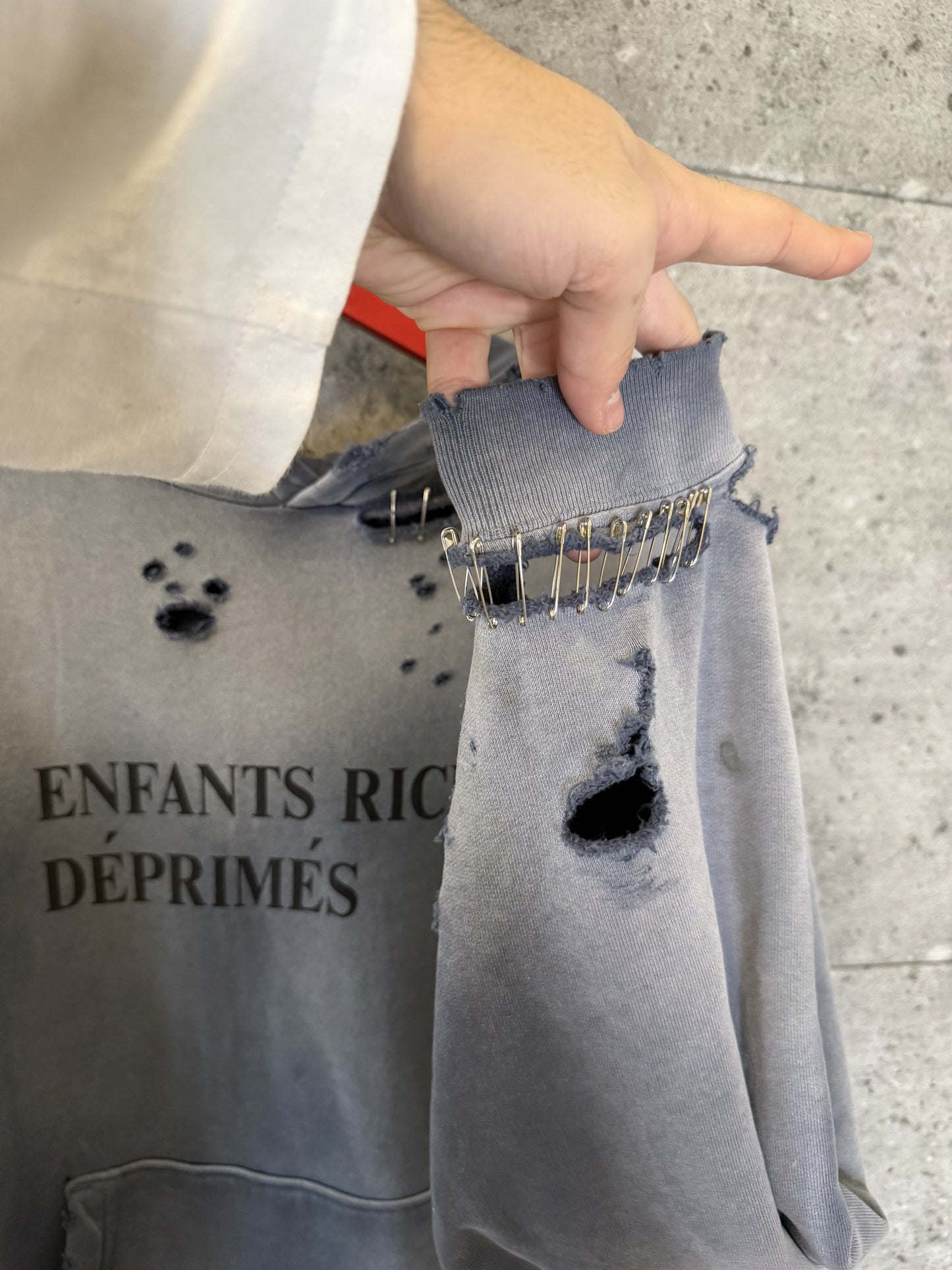 Enfants Riches Deprimes thrashed sunfaded logo hoodie