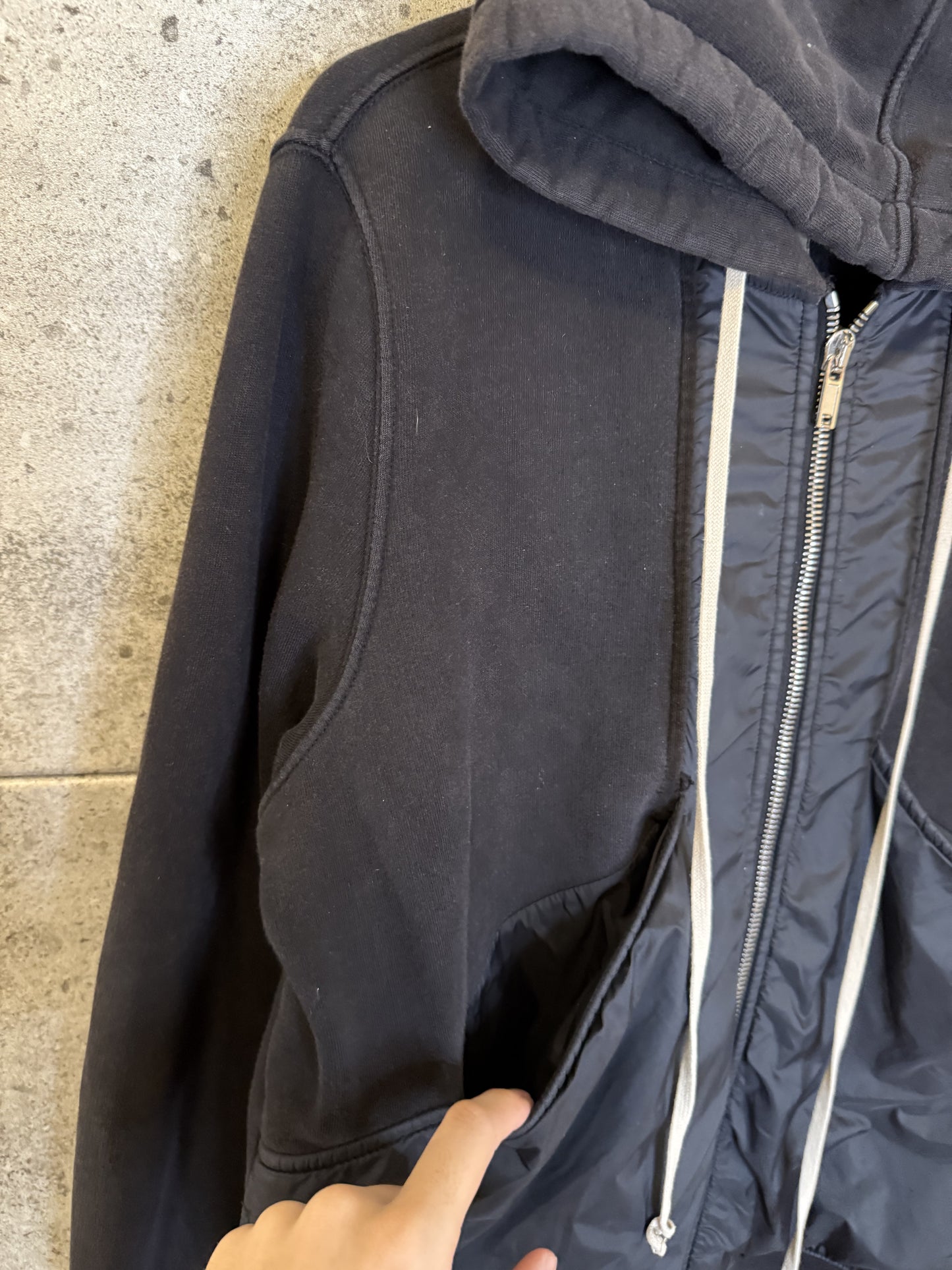 Rick owens nylon slab zip up hoodie