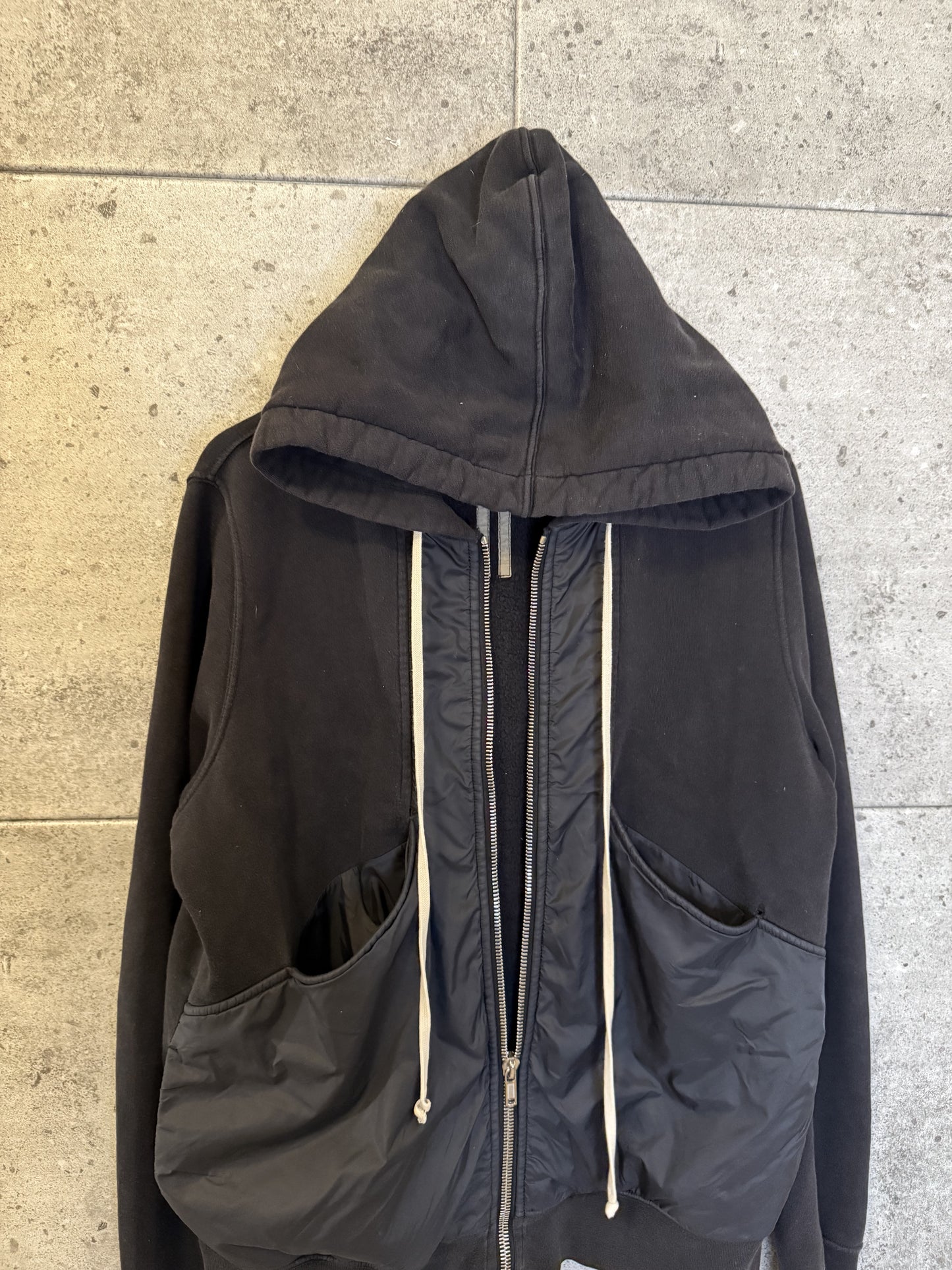 Rick owens nylon slab zip up hoodie