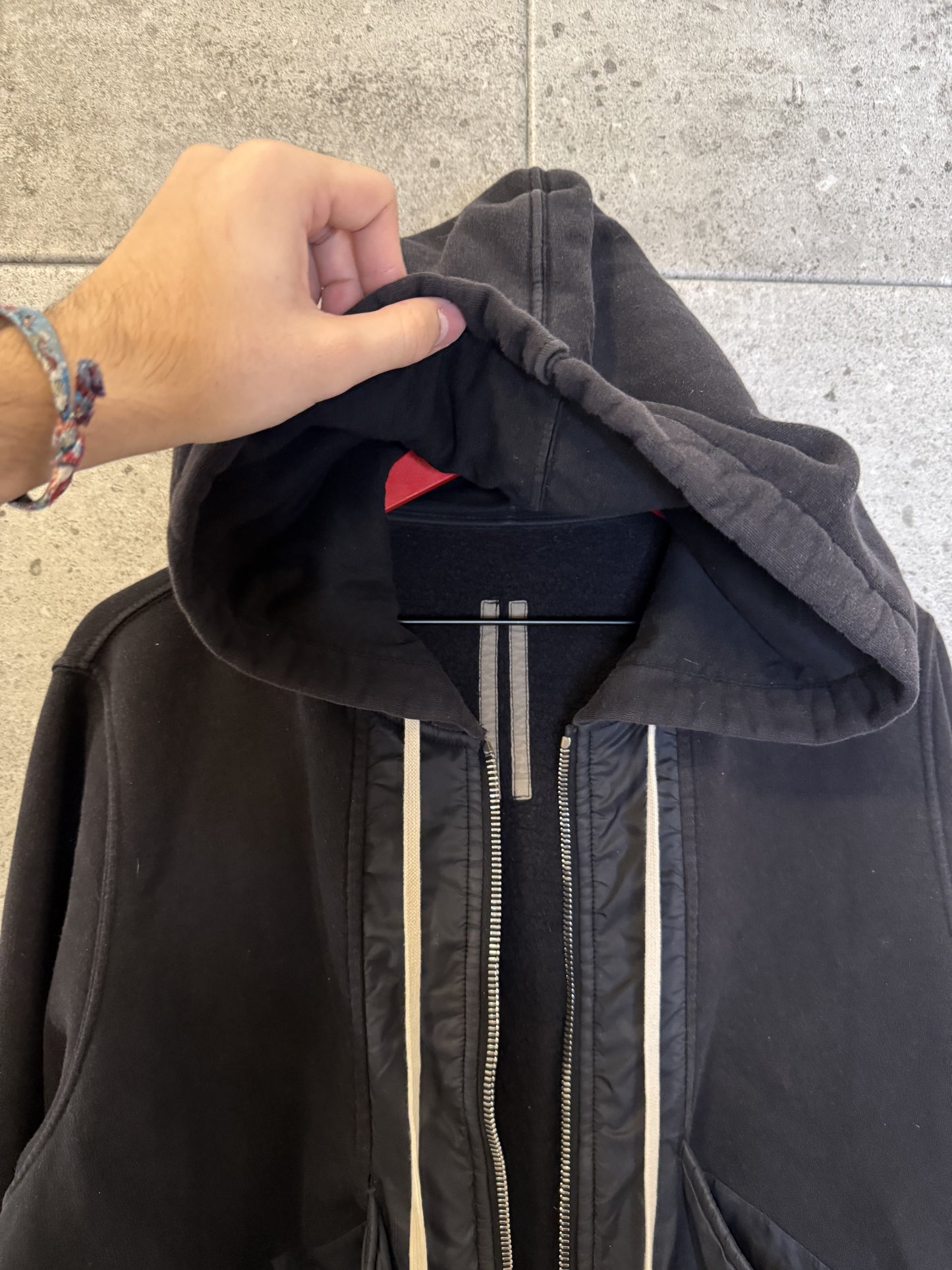 Rick owens nylon slab zip up hoodie