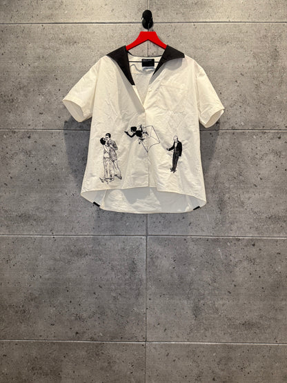 Enfants riches deprimes romance distress button up t shirt